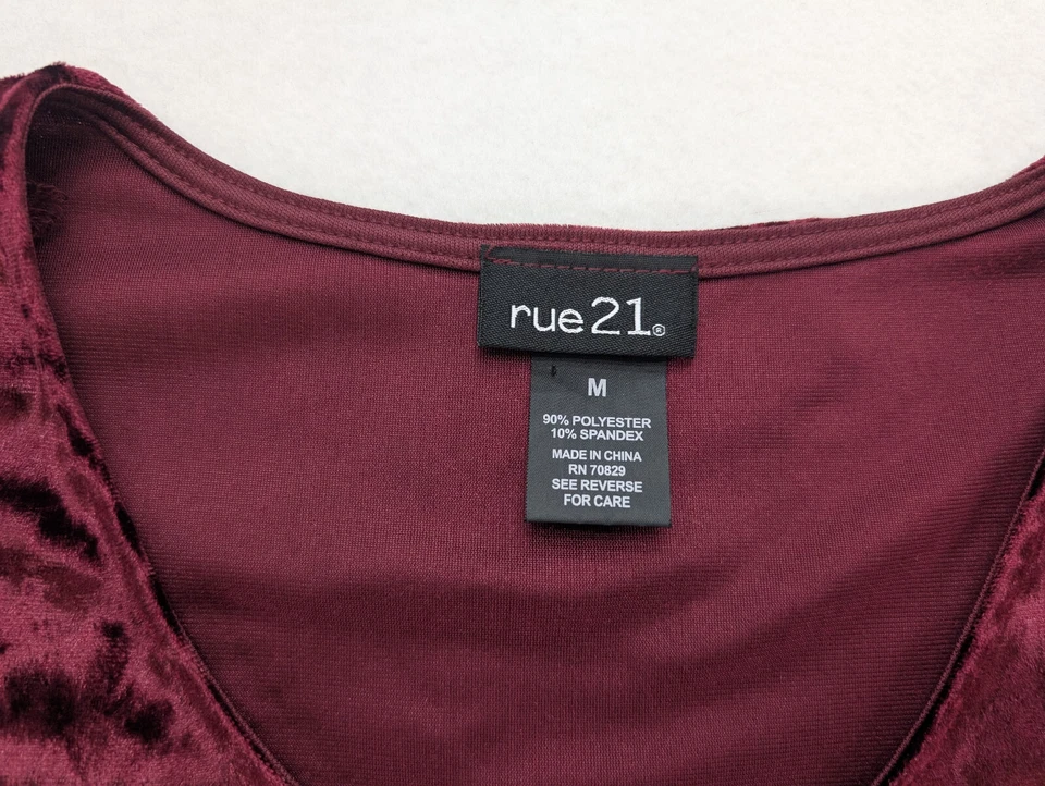 Vestido para mujer Rue21 talla M granate terciopelo manga larga bruja capricho Foto 4 de 4