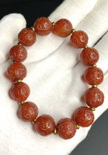 Handmade Vintage Tibetan Red Agate Beads Bracelet 13.5mm