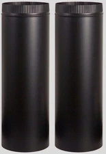 2 IMPERIAL BM0113  8" Dia. x 24" Long BLACK STOVE PIPE 24 Gau. Single Wall Steel