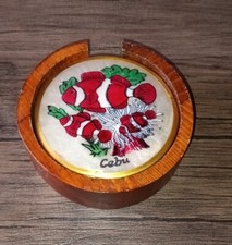 Cebu Philippines Capiz Shell Handmade 6 Pack 3" Coasters Gold Rim