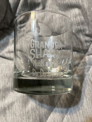 Grandpa Shark Needs a Drink Do-Do-Do-Do  Glass Gift for Grandpas 3.5'' H 3'' Diame