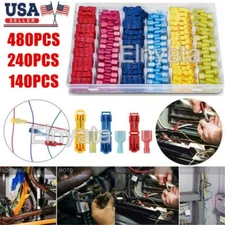 480pcs Quick Splice Lock Wire Terminals Connectors Electrical Crimp Cable Snap
