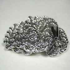 Monet Panel Necklace Size 26 Inch Silvetone Signed Strand Chain Braided Hang tag