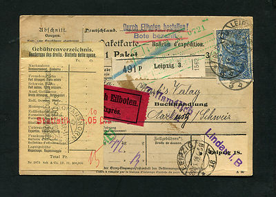 Dt. Rich card package Eilboten and fee sheet 1919 (#2186)