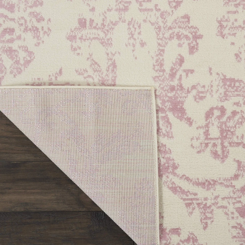 Nourison Jubilant Damask Ivory/Pink 8'6" x 12' Area -Rug Easy -Cleaning Non - Image 4 of 4