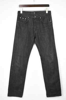 HUGO BOSS Oregon Black Label Herrenjeans W31/L34 Schwarz Regular Fit Knopf Fly