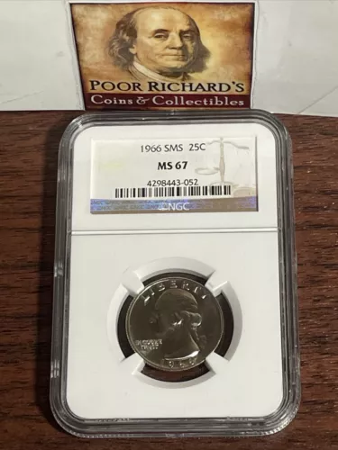 1966 SMS 25c NGC Certified MS67! Gem Coin!  SQ1033