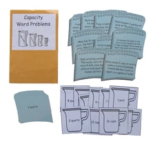 Teacher Made Math Learning Center Resource Game Capacity Word Problems
