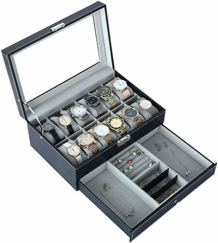 Uhrenbox Für 12 Uhren Uhrenkoffer Uhrentruhe Uhrenschatulle Leder Uhrenkasten - Bild 4 von 12
