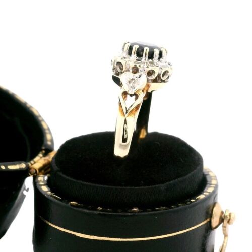 Vintage Cluster Ring 9 kt Gold Diamant und Saphir datiert 1992 - Bild 2 von 6