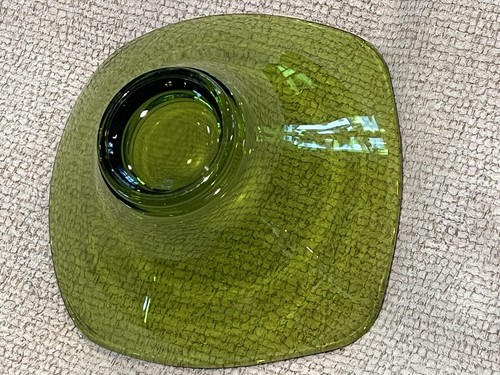 Vintage Viking Epic Compote Bowl - Green MCM Art Glass 6”x6”x3” - Picture 5 of 5