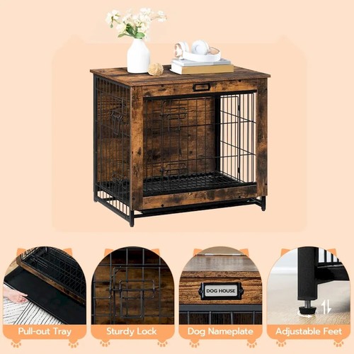 Double Door Dog Crate w/ Lock & Tray – 31.5" Pet Kennel Cage - Picture 17 of 23