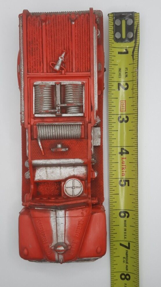 Auburn Rubber Fire Truck , Fireman Figure & Green Rescue Truck Vintage 1950's