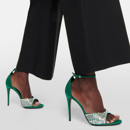Rhinestone Open Toe Buckle Women's Ankle Strap High Stiletto Heel Sandals Runway - Bild 14 von 28
