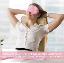 Pink Travel Eye Mask Sleep Soft Padded Shade Cover Rest Relax Sleeping Blindfold