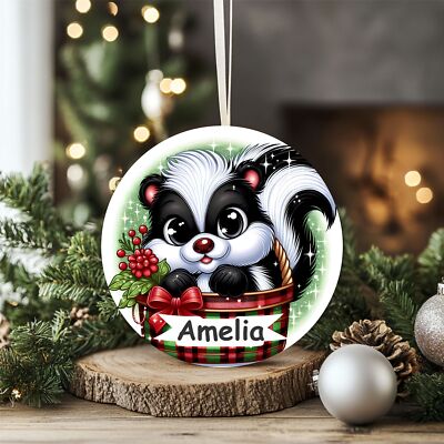 Personalisierte Chipmunk Weihnachtskugel bedruckt Acryl Geschenkanhänger am562