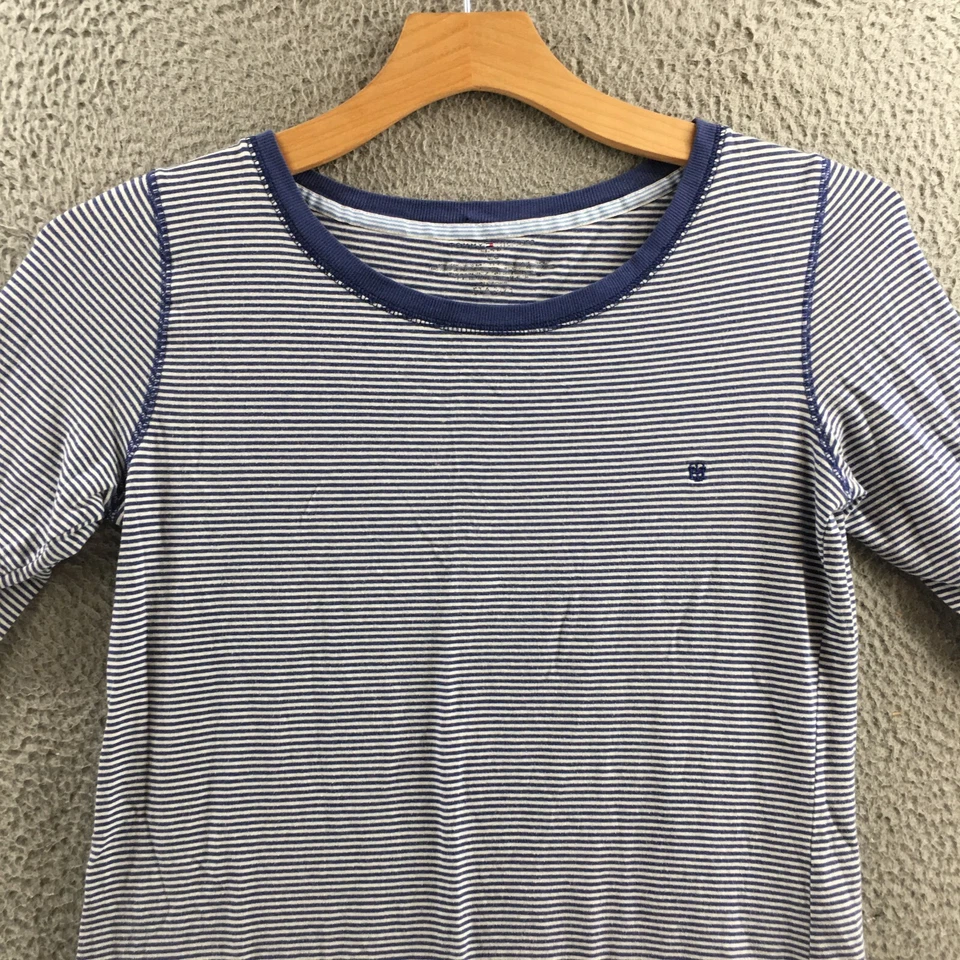 Tommy Hilfiger Camiseta Mujer L Azul Blanco Rayas Manga Corta Pullover Informal Foto 2 de 4