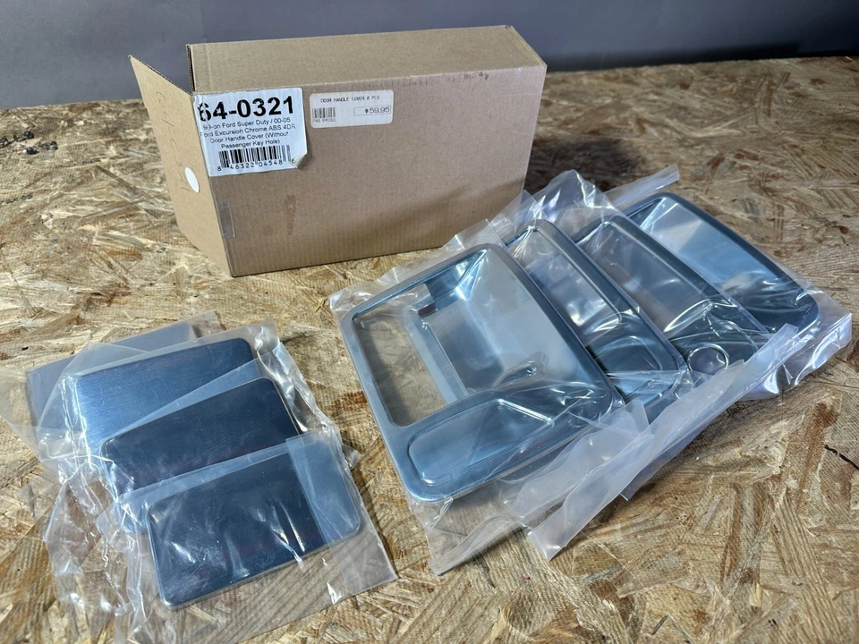 New 99-up ford super duty/00-05 excursion chrome abs 4dr handle cover set - Image 2 of 4
