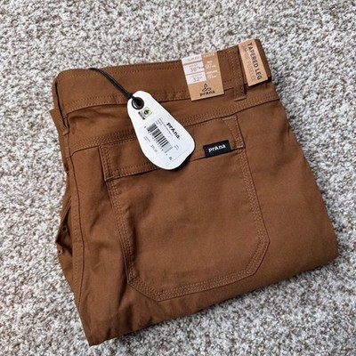 PrAna 38x32 Tapered Leg Stretch Zion Slim Fit Pants Brown Cargo Performance New