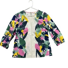 Boden Shirt Womens 6 Floral Botanical Print 3/4 Sleeve Blouse Top multicolor
