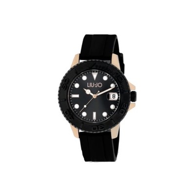 Mens Wristwatch LIU JO LUXURY NIGHT TLJ1880 Silicone Black Gold Rose