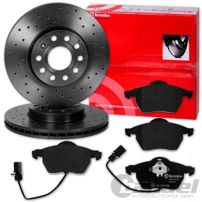BREMBO Perforé Disques de Frein Sport + Revêtements Avant pour Audi A4 B6 B7 - Photo 1/4