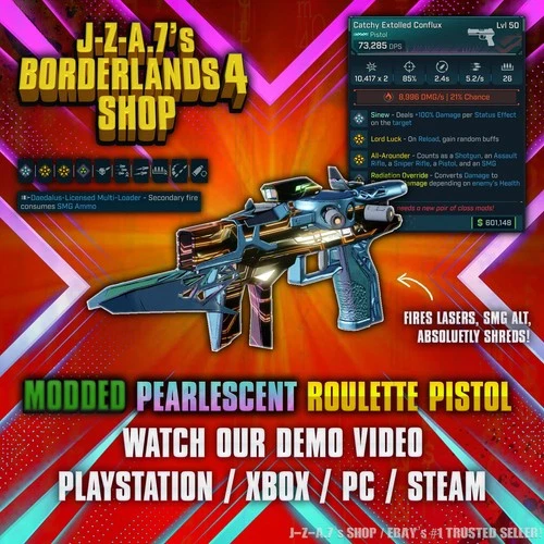 Borderlands 4✨ MODDED ROULETTE PISTOL PEARLESCENT BL4 GEAR ✅PC-PS-XBOX✨