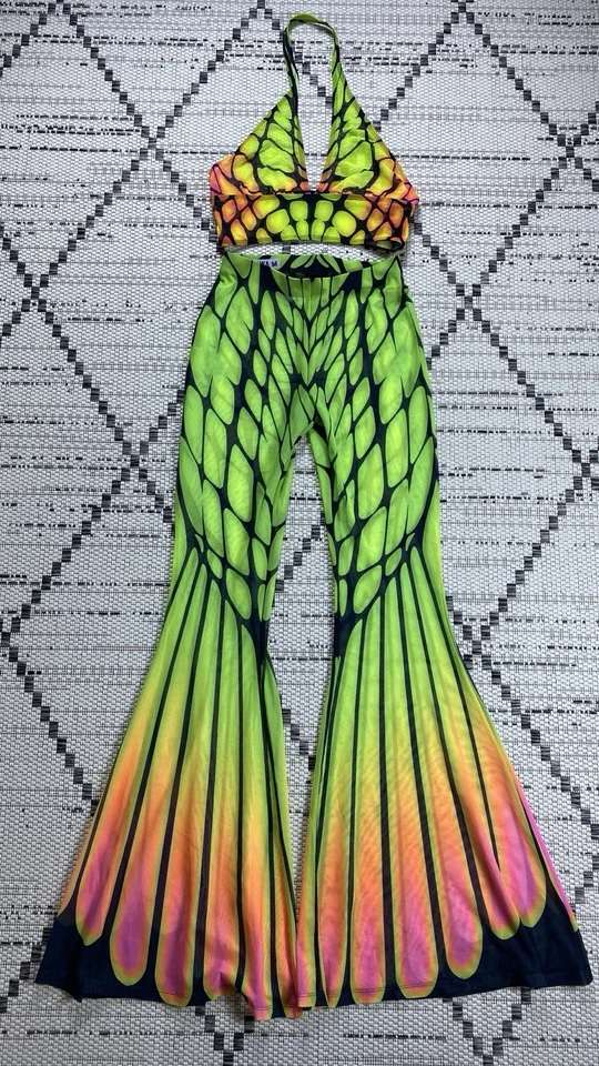 Conjunto de pantalones de malla de neón Badinka Papilion para mujer talla: M nuevos con etiquetas Foto 2 de 4