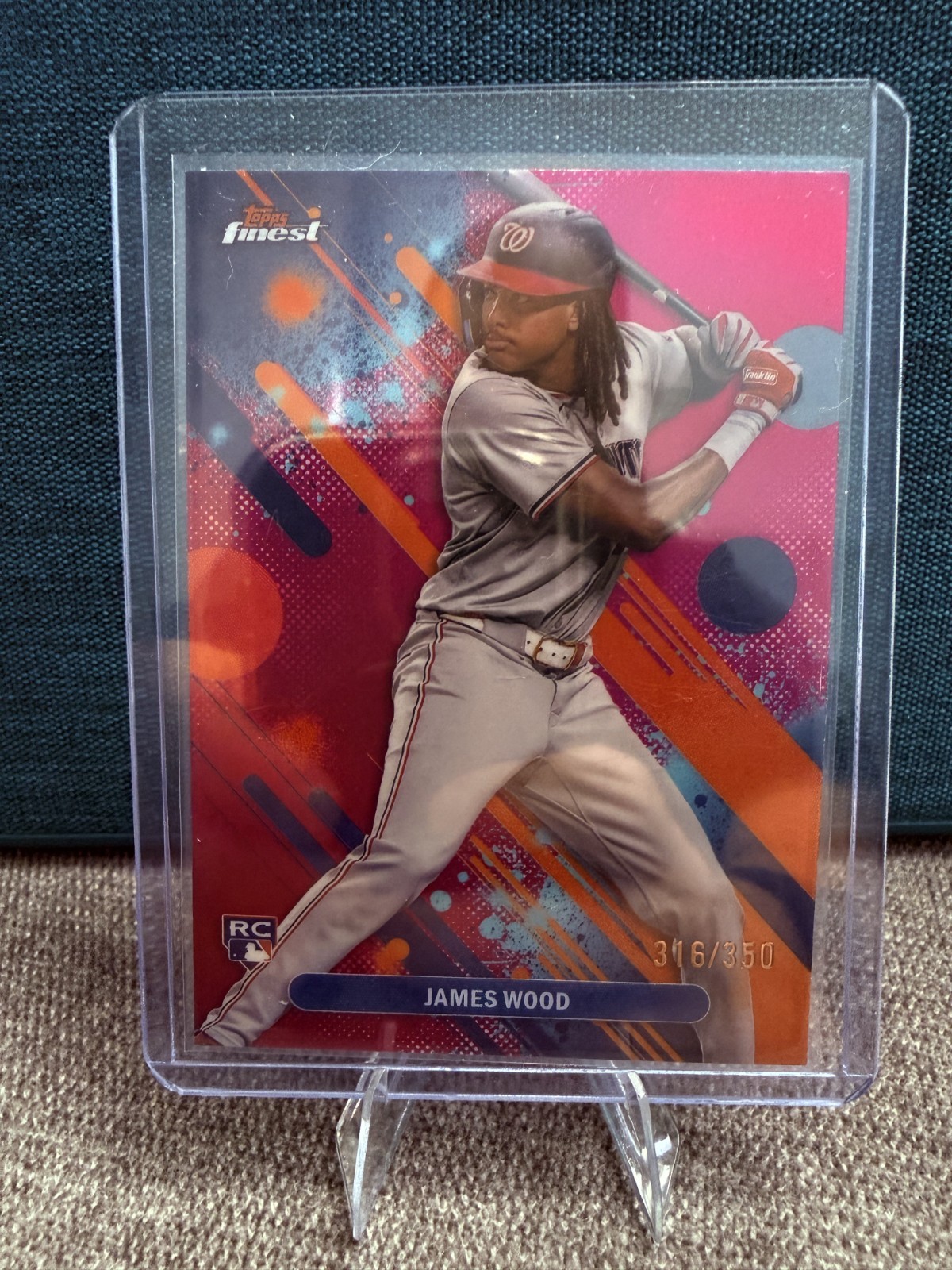 2025 Topps Finest - Common James Wood #100 Magenta Refractor /350 (RC)