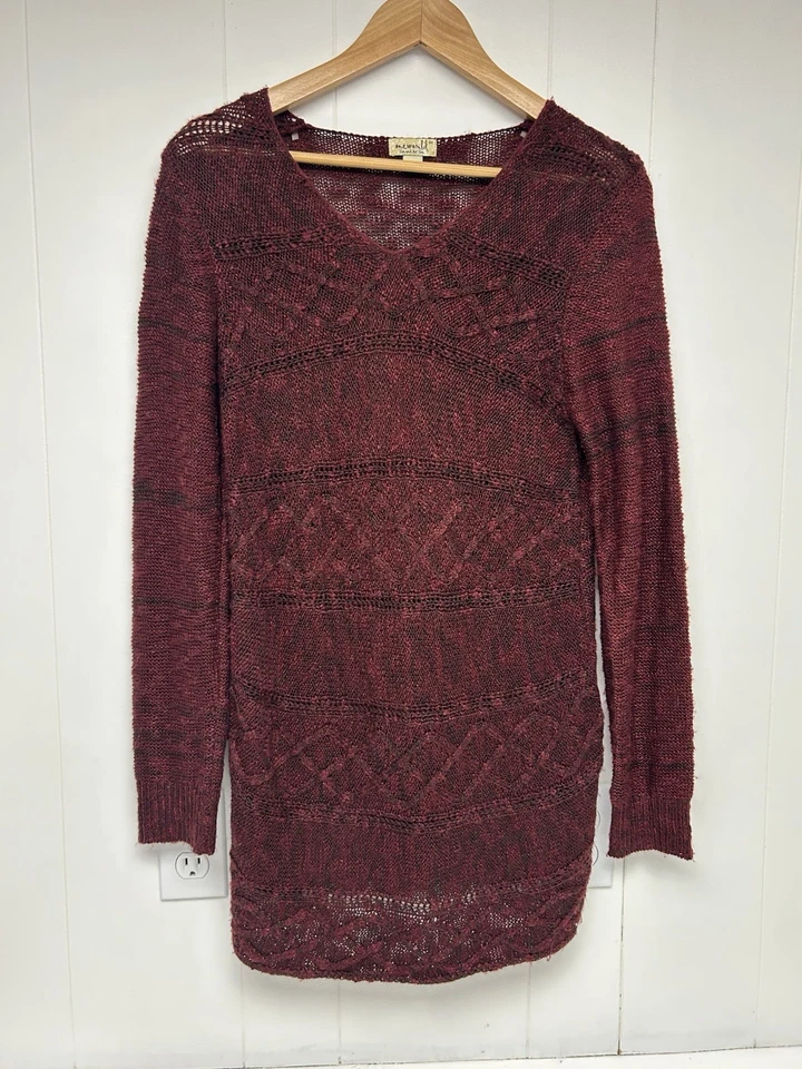 Vestido suéter marrom Y2K vintage One World bainha de renda manga comprida feminino M fada gótica - Imagem 2 de 4