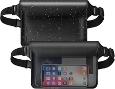 Waterproof Fanny Pack 2 Pack 8.9" Waterproof Pouch for Phone Passport Wallet