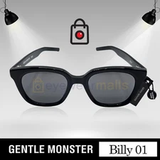 Gentle Monster Billy Bold Black Square Sunglasses with Black Lenses