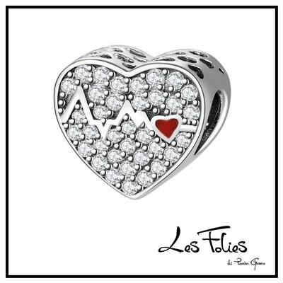 Charm Herz Strass Herzförmig Aus 925 Silber - Les Folies