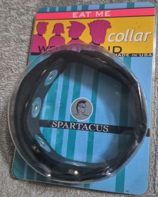 NEW Spartacus EAT ME Black Leather Collar Wordband 13" to 16" Choker Sub  625