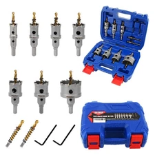 9PCS Hole Saw Kit with Case, Tungsten Carbide Tipped Hole Saw Set, Metal Hole...