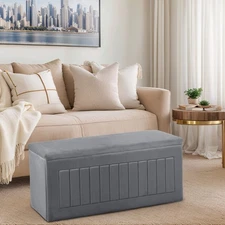40.2" Bedroom Storage Bench, Channel Tufted Velvet Upholstered Rectangle Ottoman