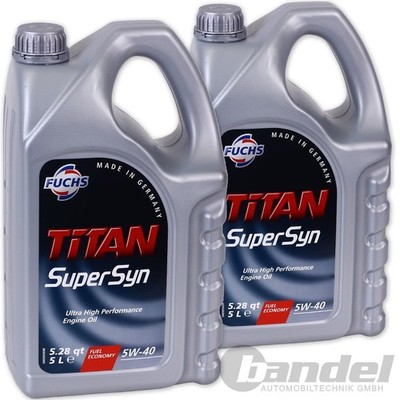 2x 5 Liter FUCHS MOTORÖL TITAN SuperSyn 5W-40 für VW 502.00/505.00 MB 229.3