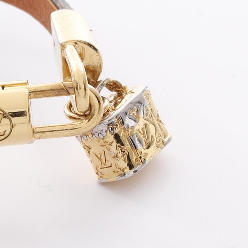 LOUIS VUITTON LV Petite Malle Bracelet M8012 Gold Plated Brown Used monogram - Picture 8 of 8