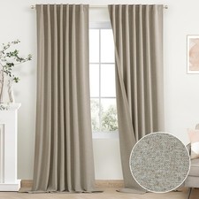 Natural Linen 100 Blackout Curtains for Living Room,84 Inch Length Farmhouse...