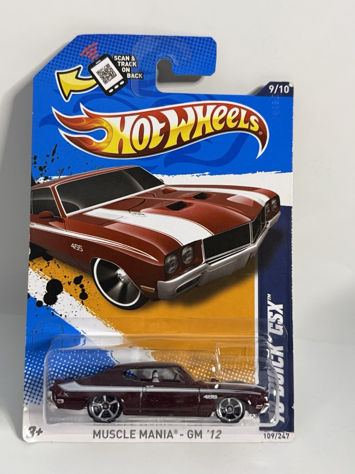 Hot Wheels 2012 GM Muscle Mania Burgundy Red ‘70 Buick GSX 109/247NEW A11 9/10