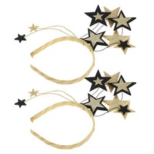 2Pcs Reusable Golden Sequin Headband with Five Pointed Star for Festive Wear