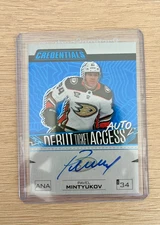 24-25 UD CREDENTIALS Update Pavel Mintyukov DEBUT TICKET ACCESS AUTO BLUE RC /35