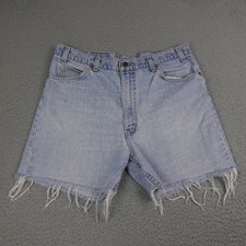 Vintage Levis Orange Tab Shorts Mens 38 Fits 34 Blue Denim Cutoff Frayed USA