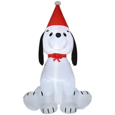 HOMCOM 6ft Christmas Inflatables Outdoor Decorations Puppy Dog Wearing a Santa H