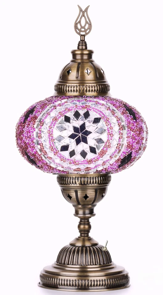 Lámpara de mesa de mosaico turco marroquí a batería - 12”H, 5”W, portátil Sta... Foto 2 de 4