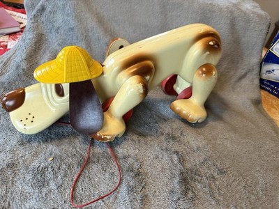 Hasbro Vintage Romper Room Digger the Hound Dog Detective Pull Toy 1970 s Nice!!