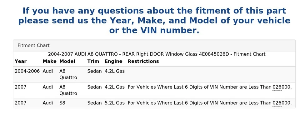 AUDI A8 QUATTRO 2004-2007 - PUERTA TRASERA DERECHA VENTANA CRISTAL 4E0845026D Foto 4 de 4