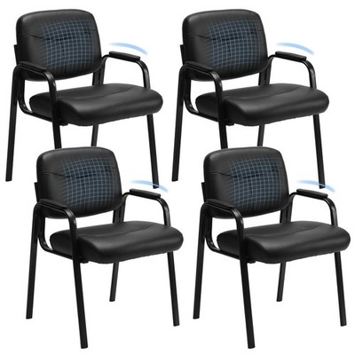 Office Waiting Room Chairs Set of 4, Leather Desk Reception Guest Stationary ...