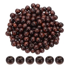 10mm Wooden Beads for Craft Making, 200 Pcs Loose Spacer Beads, Brown