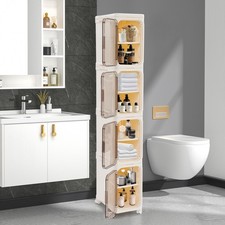 4-tier Slim Bathroom Storage Cabinet Narrow Floor Standing PP Storage Cabinet